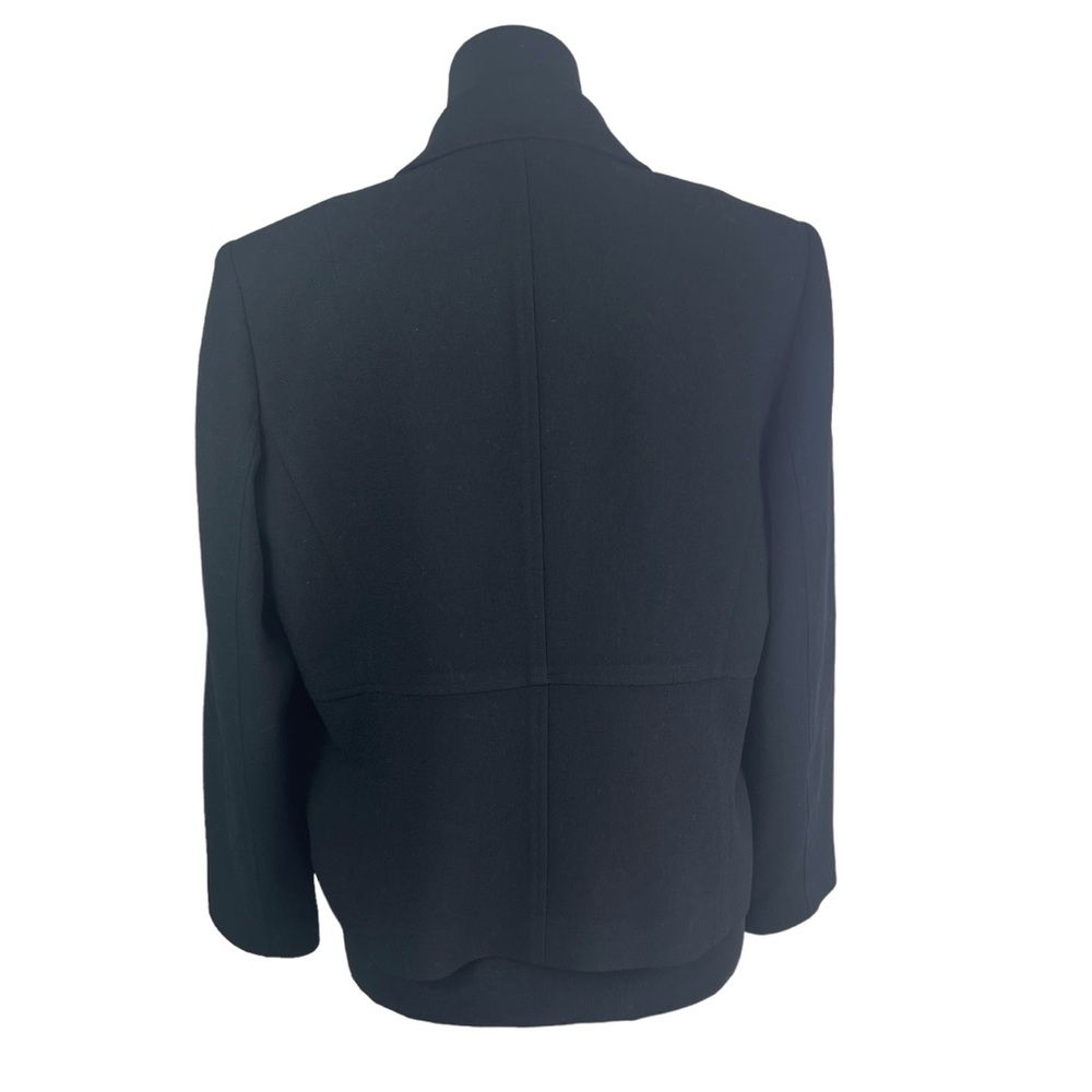 Talbots Women's Sz 12W Classic Crepe 100% Wool Black Blazer Jacket Lightweight - Picture 3 of 6